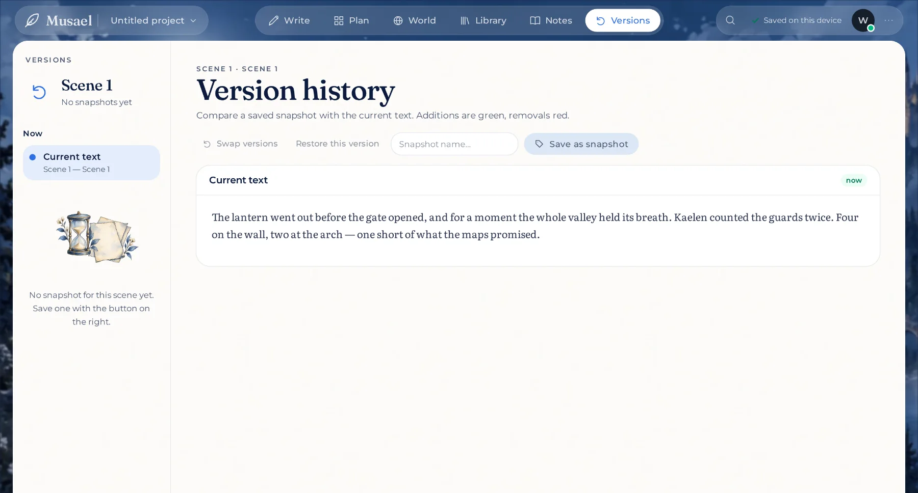 Versions in the Musael workspace